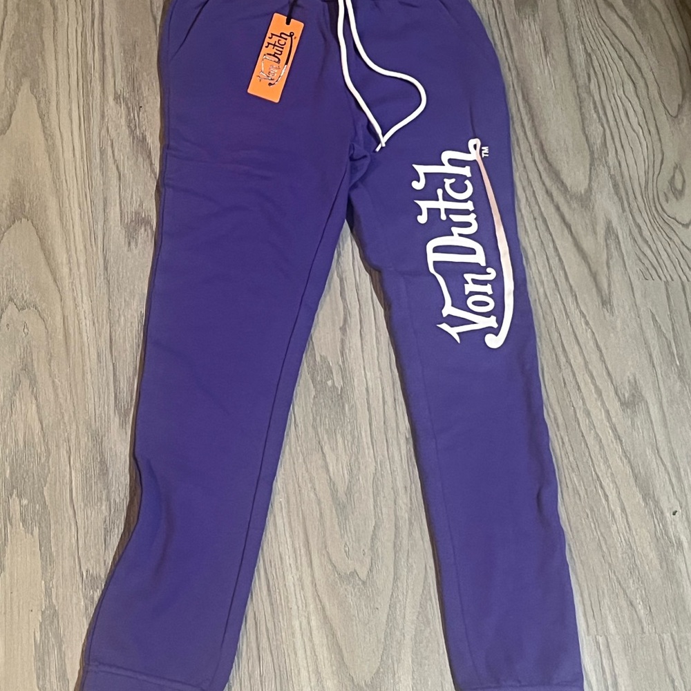 Von Dutch Purple Sweatpants with Graphic Design